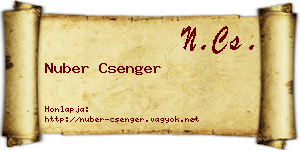 Nuber Csenger névjegykártya